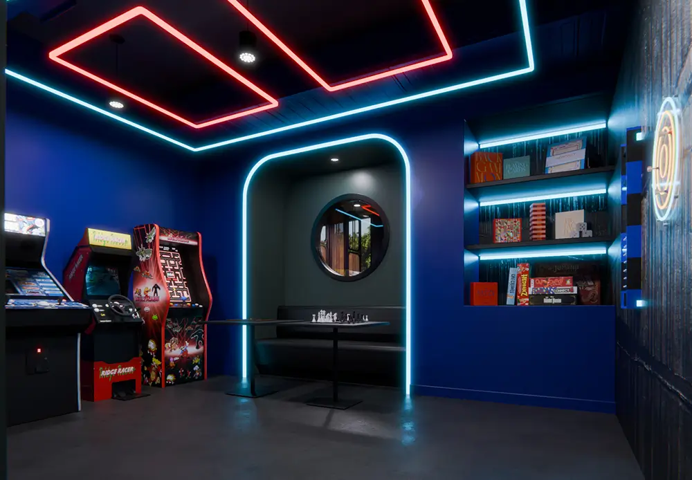 Retro arcade lounge