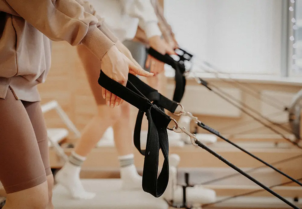 Exercising at a boutique fitness studio